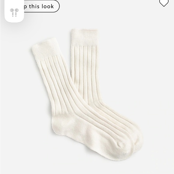 “J.Crew” ivory cashmere blend socks; NEW - Picture 2 of 6